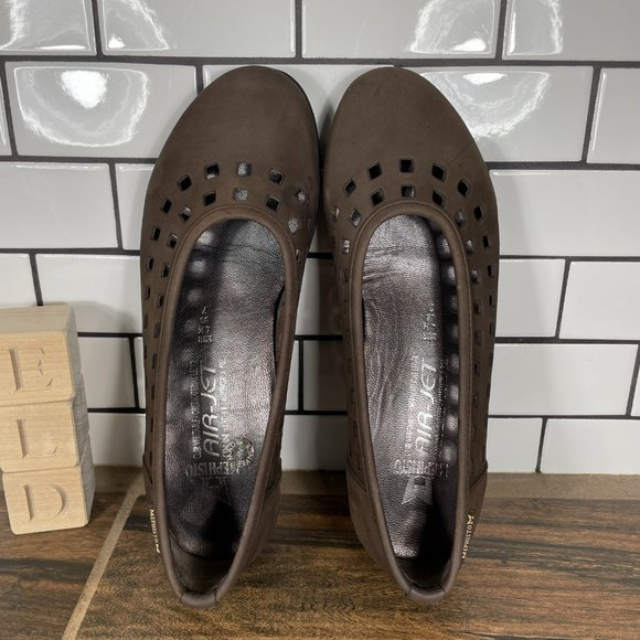 Mephisto Francia Women's Size 7 Shoes Brown Nubuck Air Jet Slip On Cut Out Flats - Picture 6 of 12